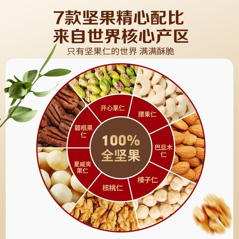 百草味每日坚果7种纯坚果每日坚果925g低GI混合全坚果仁孕妇零食 图 4