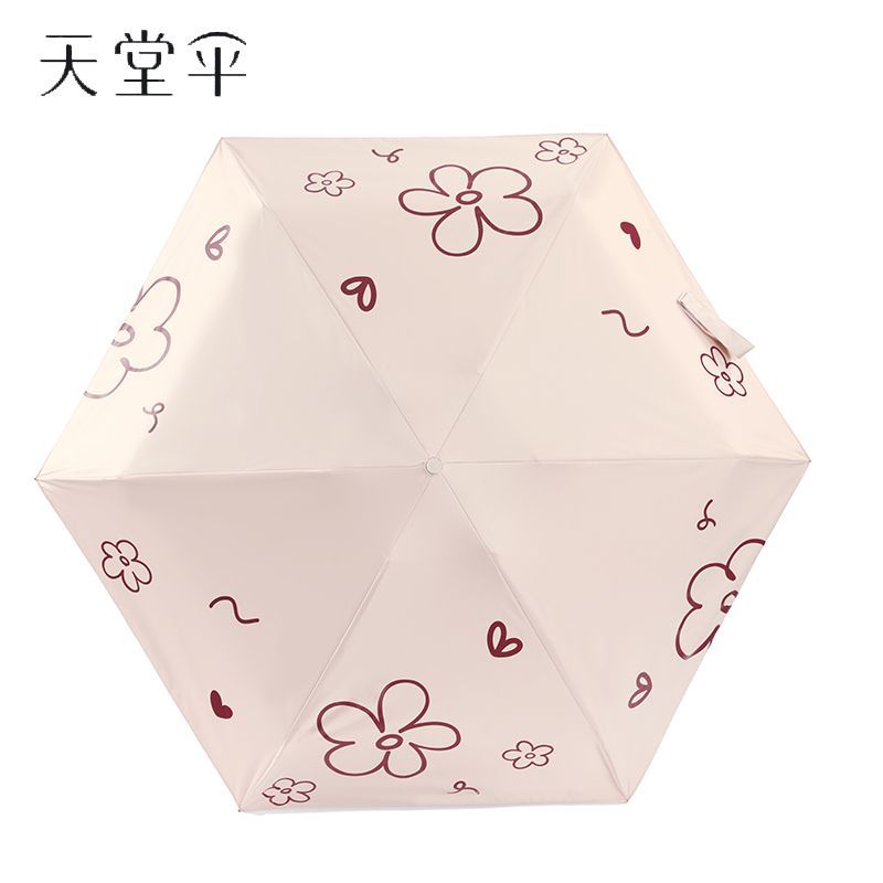 天堂伞五折防晒防紫外线太阳伞黑胶遮阳伞便携折叠晴雨伞两用男女 图片 4