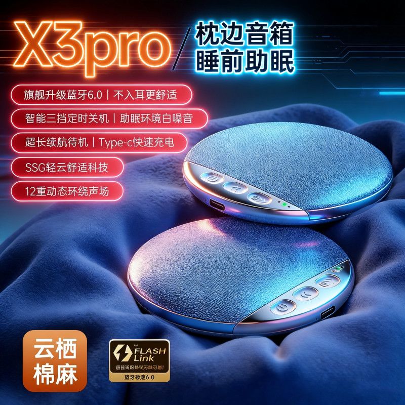 枕上音乐厅睡眠音响听歌神器超薄骨传导枕头无线蓝牙音响助眠神器