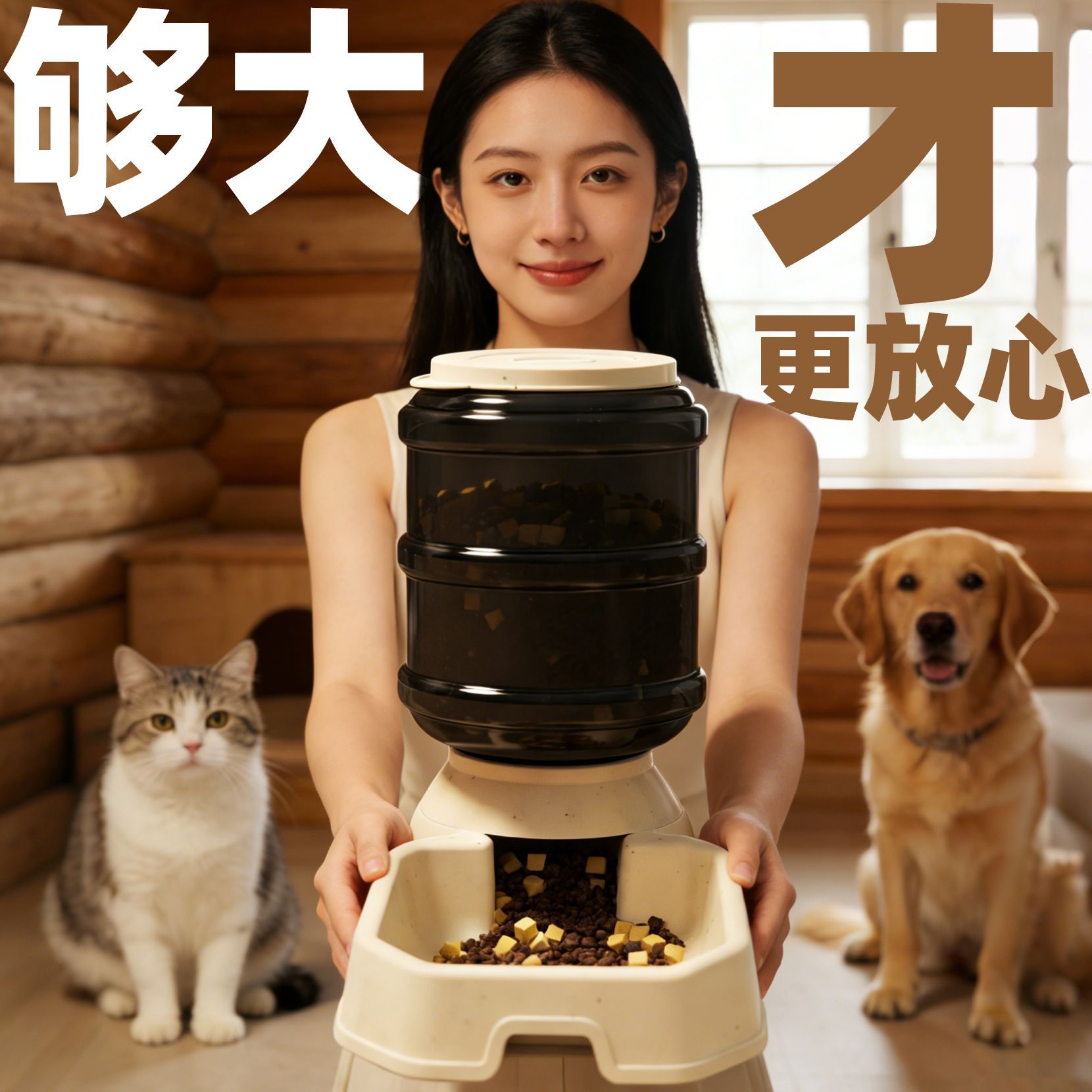 大容量宠物自动喂食器猫饮水器自动续水不卡粮一体狗粮大型犬