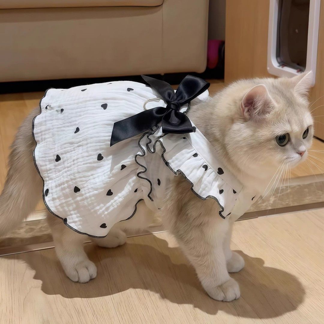 猫咪衣服爱心蝴蝶结连衣裙宠物衣服夏季透气公主裙小型犬狗狗衣服