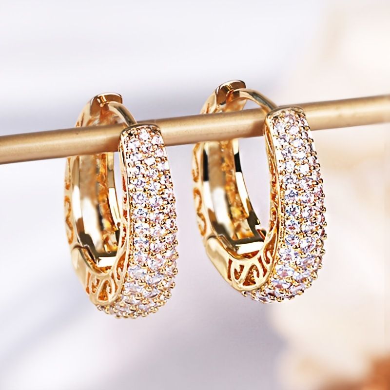 Hot-selling New Model In Europe America: U-shaped Geometric High-end Fashion Earrings, Ultra-shiny Full-diamond Earrings_voghion.com