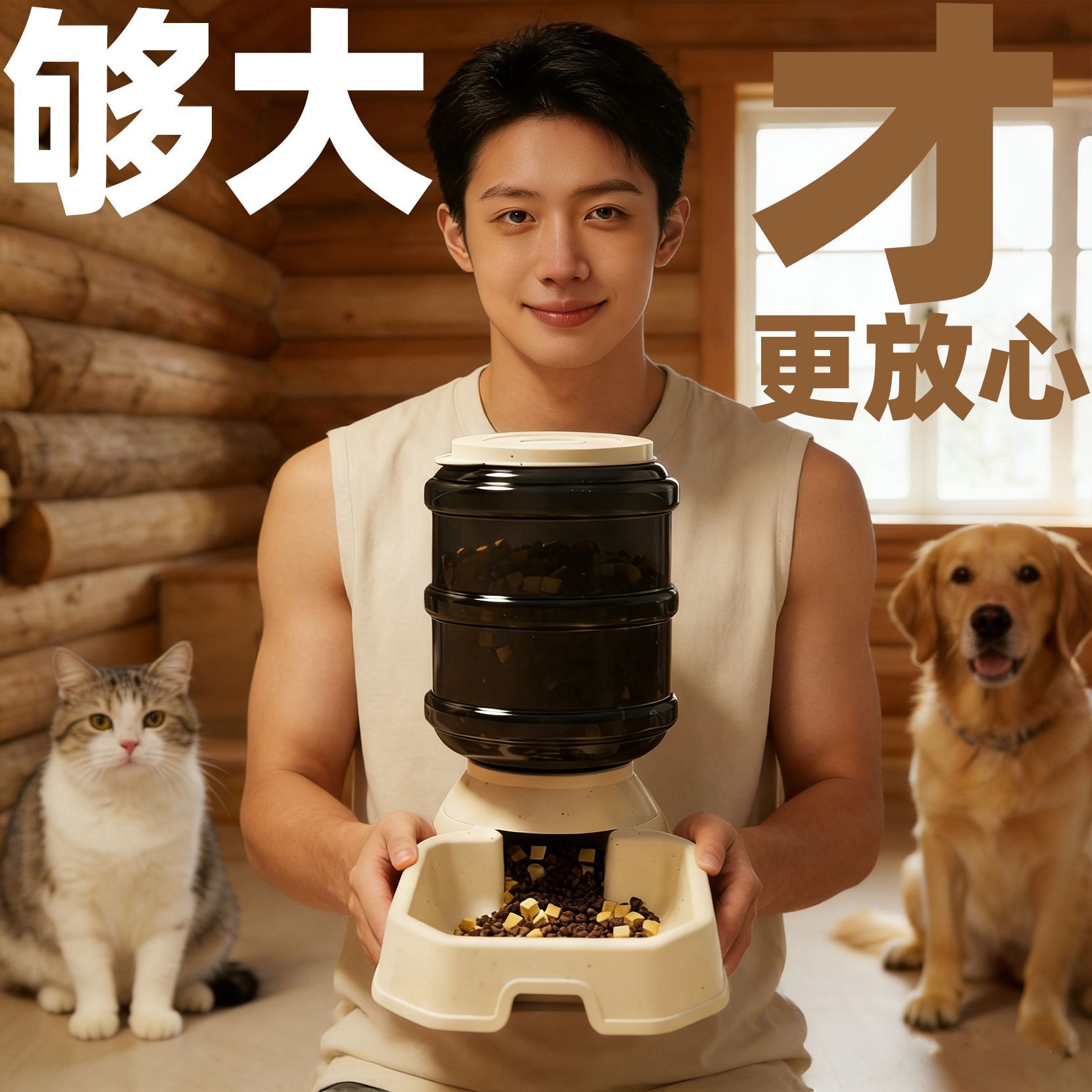 大容量宠物自动喂食器饮水器自动续水不卡粮猫咪狗狗大型犬狗粮
