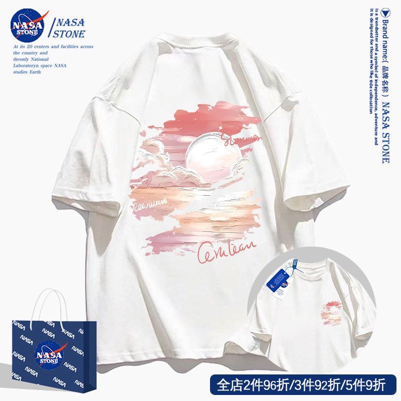 NASA联名油画涂鸦短袖t恤男女2025夏季潮流牌高级感小众纯棉半袖