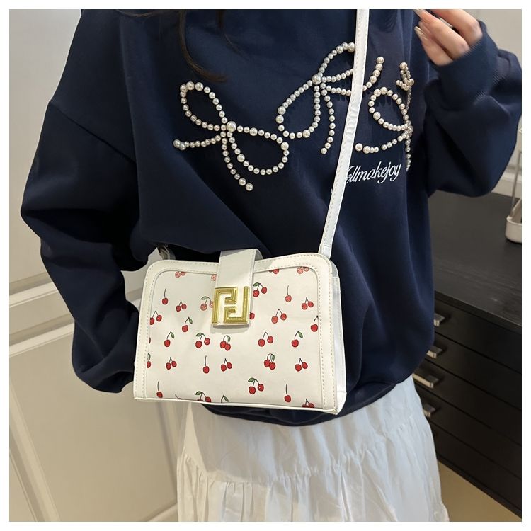 Stylish Colour-blocked Crossbody Bag With Cute Cherry Print_voghion.com