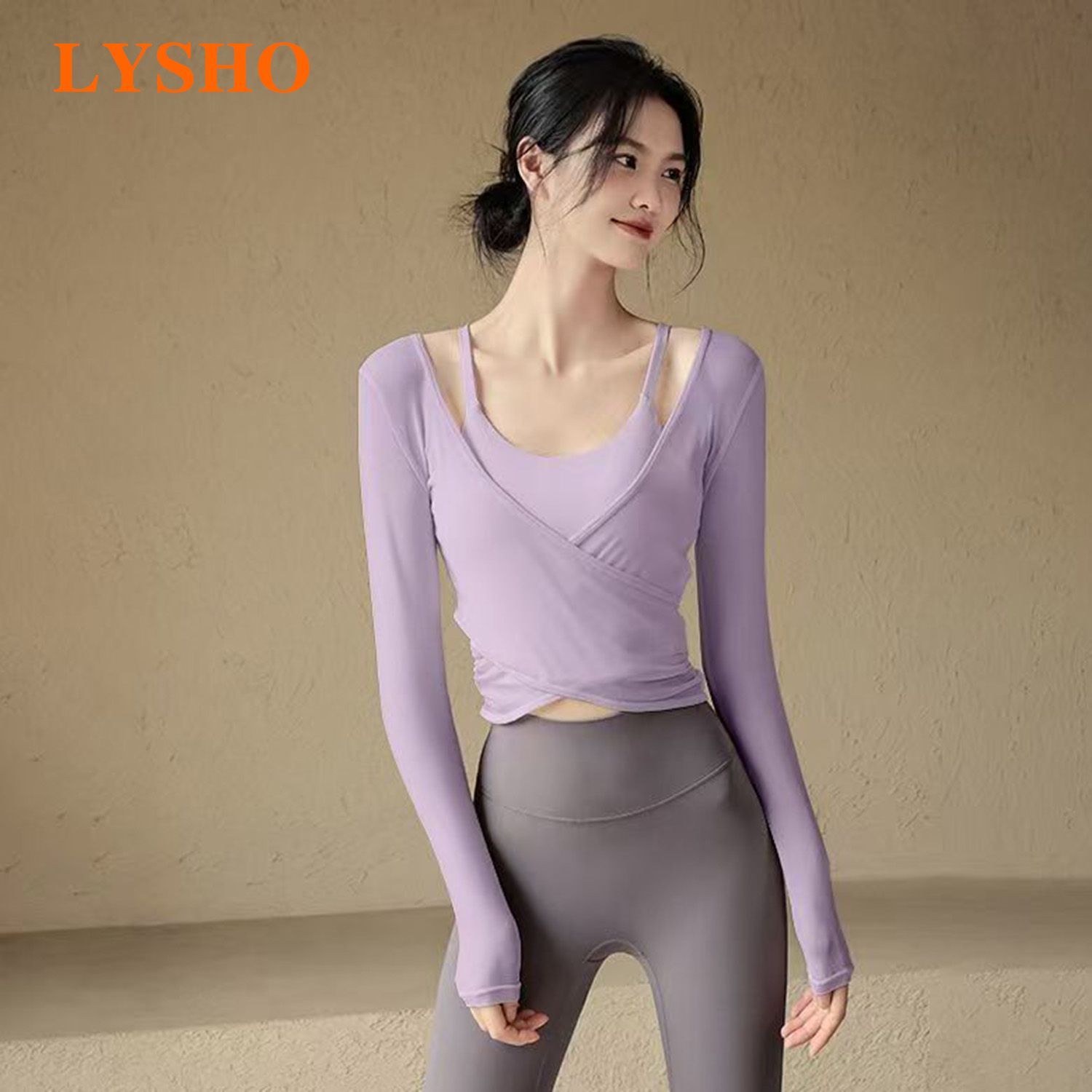 春秋速干健身服女款运动背心带胸垫一体跑步两件套气质瑜伽服上衣