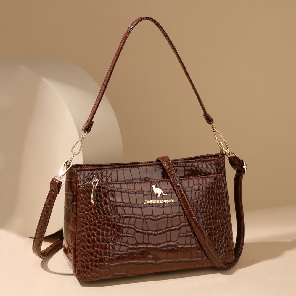 Women's Crocodile Pattern Shoulder Bag Large Capacity Crossbody_voghion.com