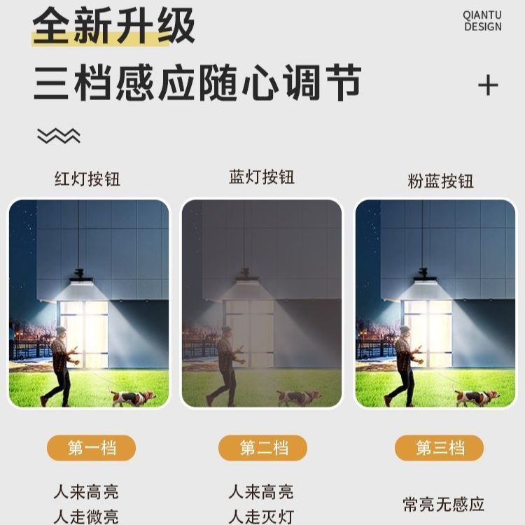 太阳能夹子灯暖光窗户长条灯户外围栏超亮家用防水人体感应照庭院 图片 7