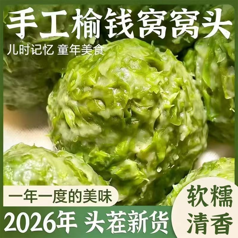 2026新鲜榆钱窝窝头现货纯手工杂粮主食粗粮馒头野菜团子面食早餐