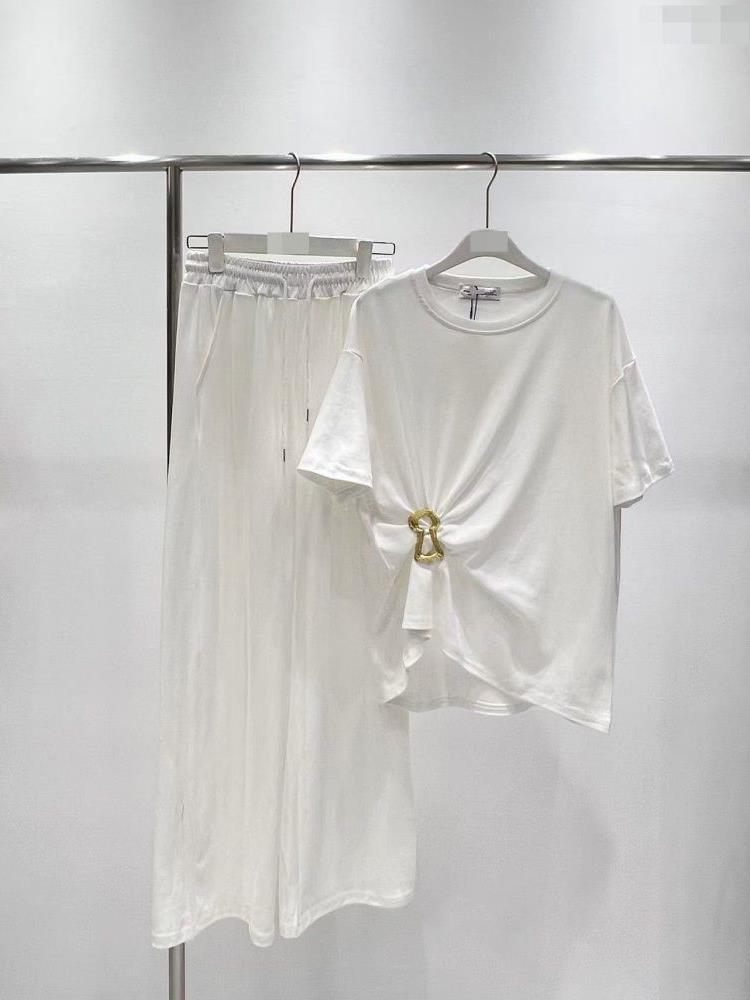 Women's Casual T-shirt And Wide-leg Pants Set For Spring Summer_voghion.com