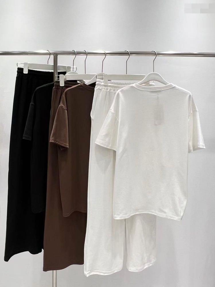 Women's Casual T-shirt And Wide-leg Pants Set For Spring Summer_voghion.com