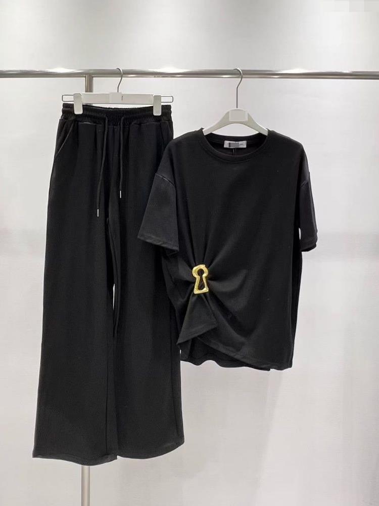 Women's Casual T-shirt And Wide-leg Pants Set For Spring Summer_voghion.com