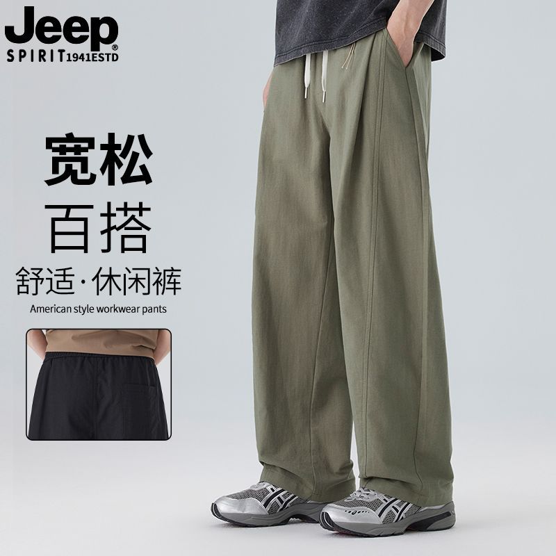 JEEP SPIRIT 美式复古休闲裤男宽松垂顺 抽绳腰头 显高显瘦阔腿裤 图片 7