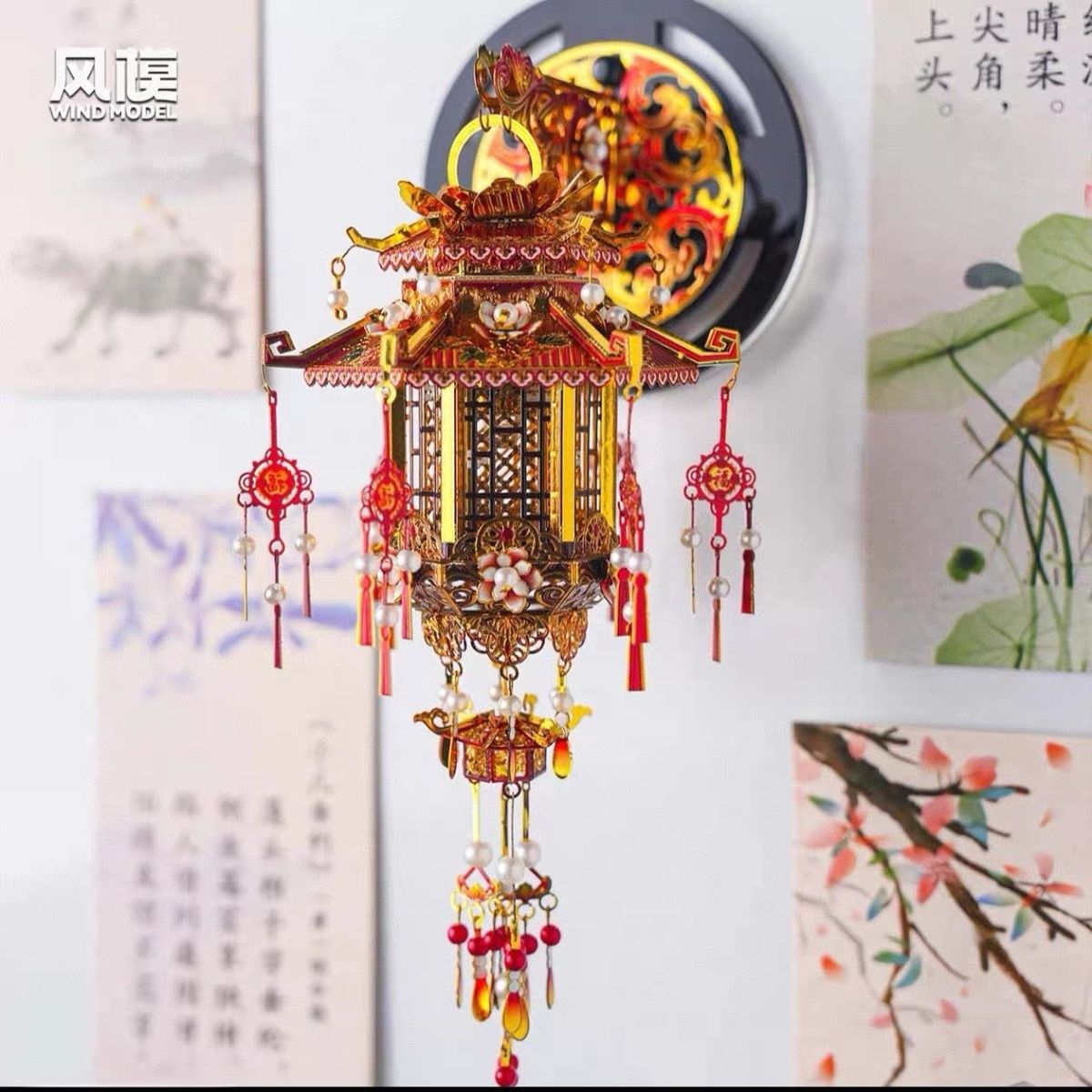 国风粉黛凤冠立体点翠金属拼图冰箱贴拼装手工模型diy玩具礼物3D 图片 4