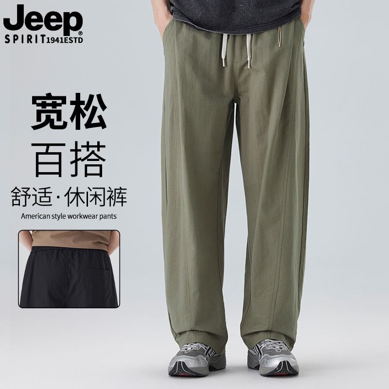 JEEP SPIRIT 美式复古休闲裤男宽松垂顺 抽绳腰头 显高显瘦阔腿裤 图片 6
