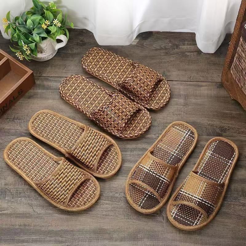 Bamboe rattan slippers voor dames en heren antislip ademend_voghion.com