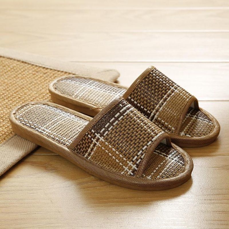 Bamboe rattan slippers voor dames en heren antislip ademend_voghion.com