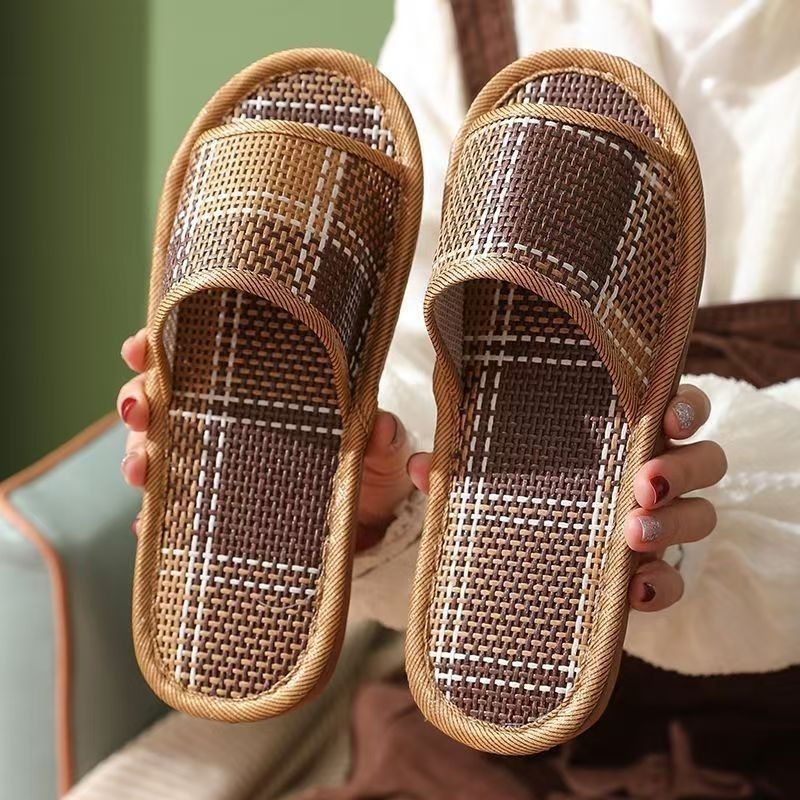 Bamboe rattan slippers voor dames en heren antislip ademend_voghion.com