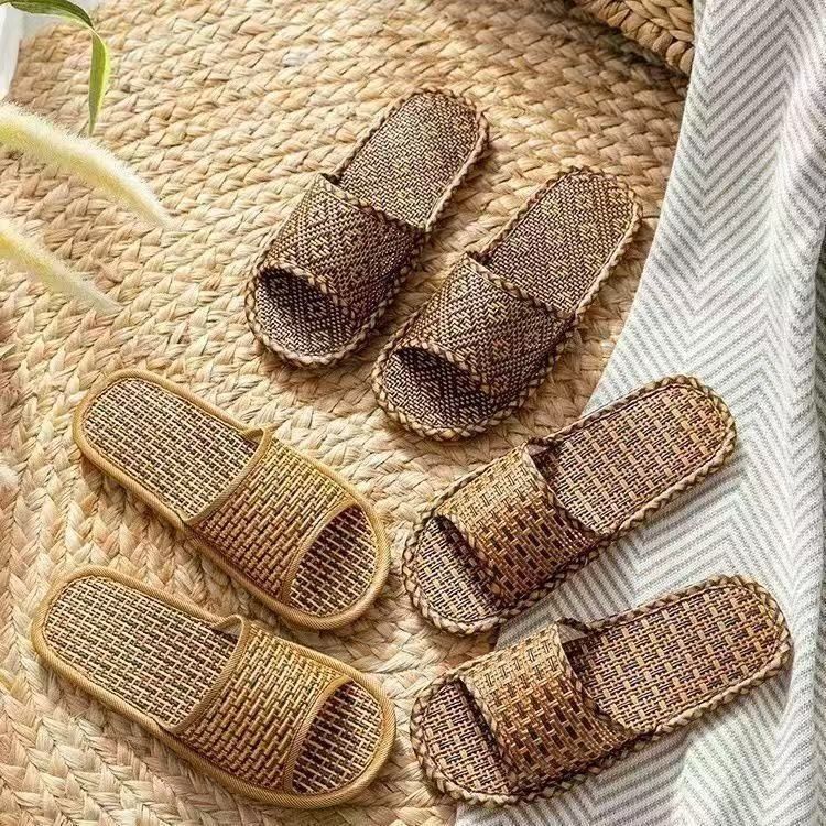 Bamboe rattan slippers voor dames en heren antislip ademend_voghion.com