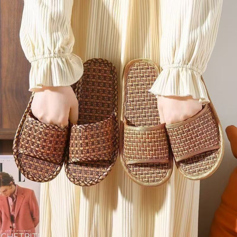 Bamboe rattan slippers voor dames en heren antislip ademend_voghion.com