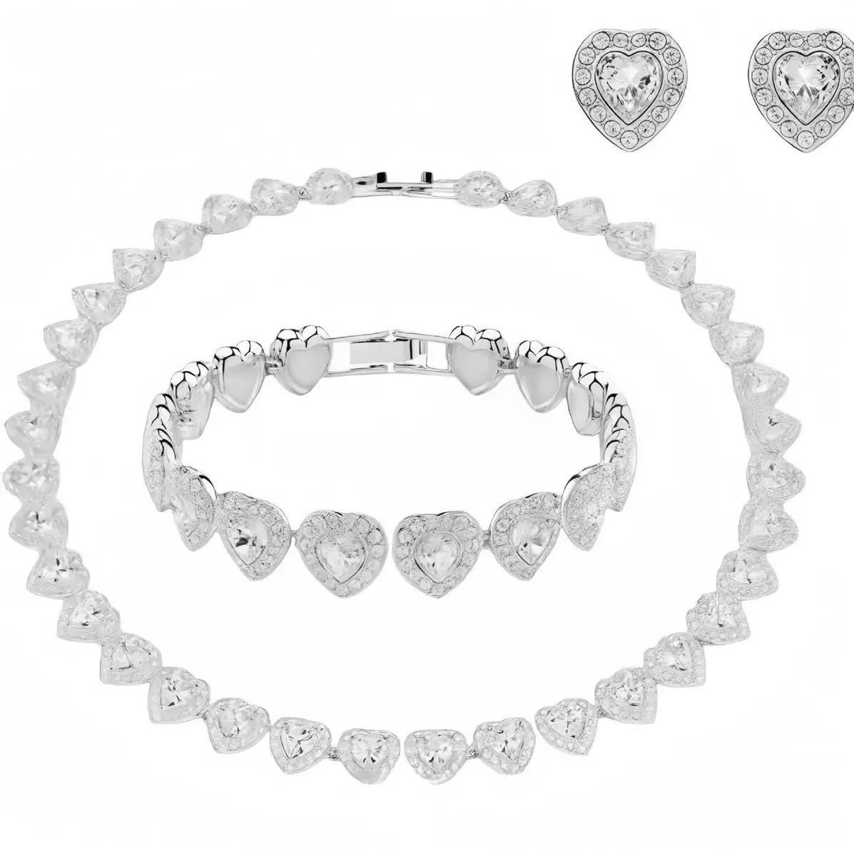 Herzförmiges Halsketten Und Ohrstecker Set Im Römischen Stil_voghion.com