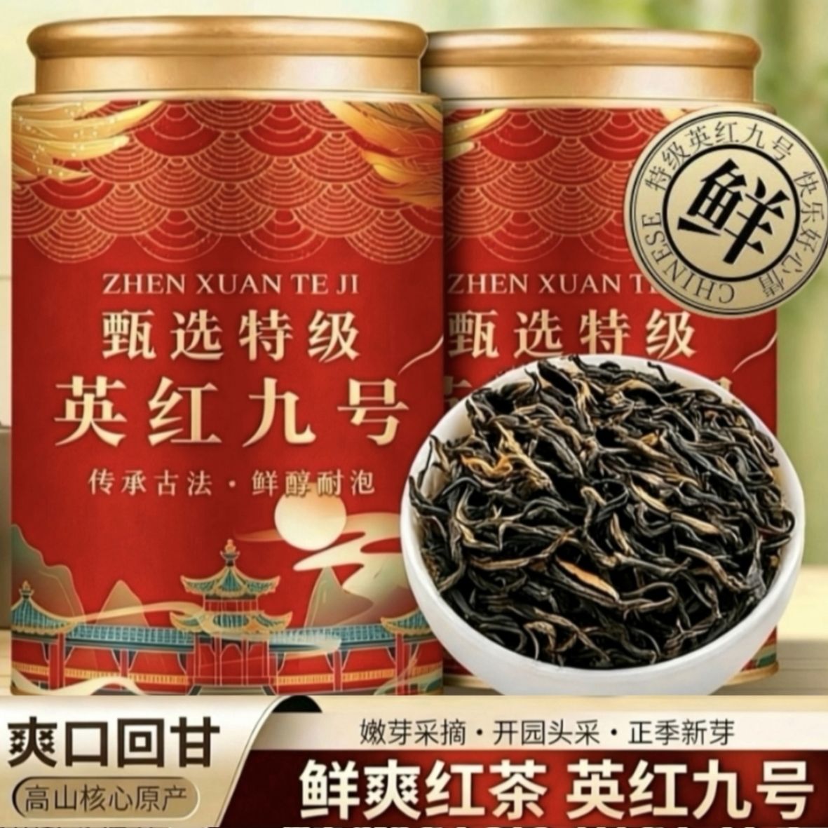 特级英红九号2026新茶正宗广东英德古树红茶蜜香浓香型罐装耐泡