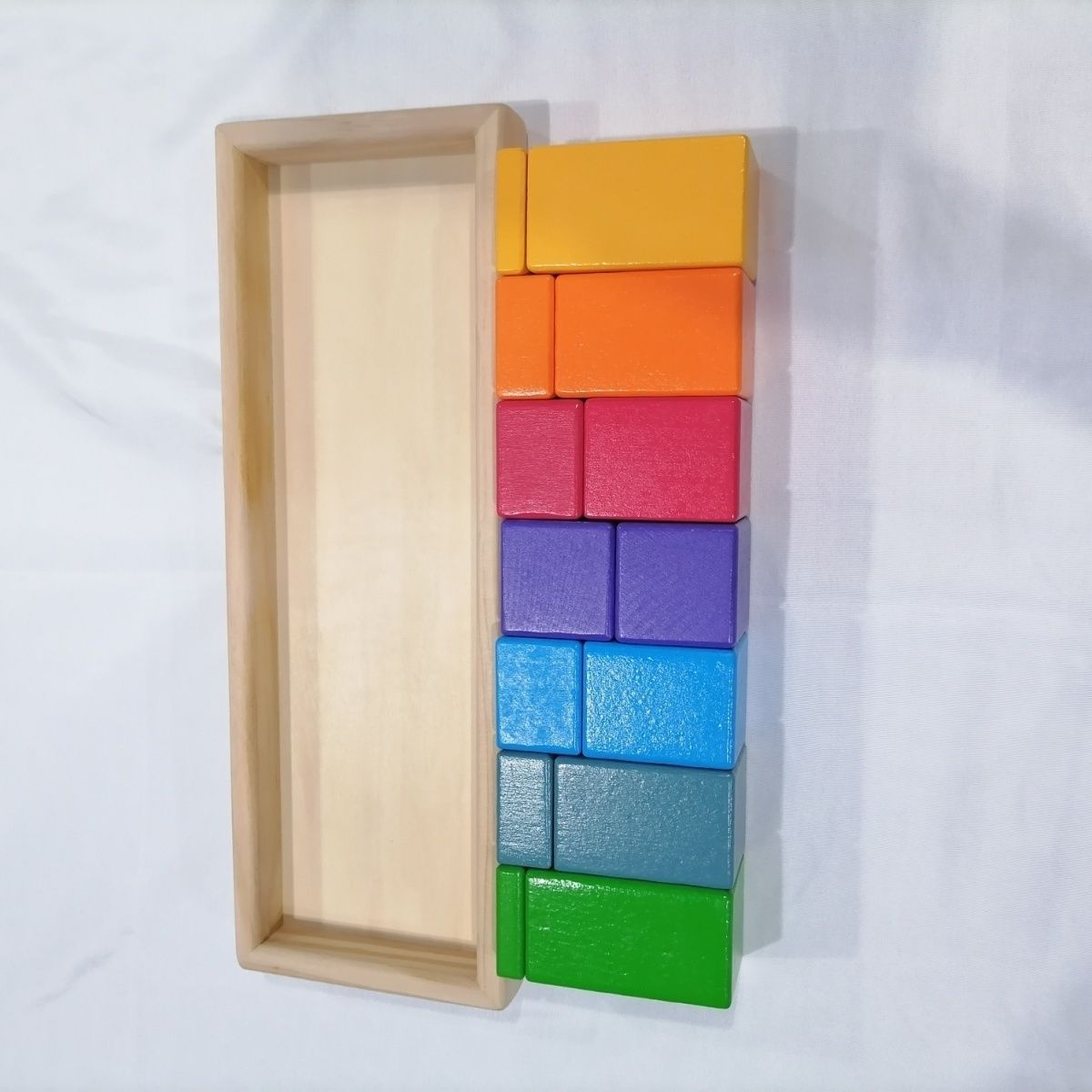 底盒有瑕疵发黄 慎拍 蒙氏早教彩虹分数积木 31.5×11cm 图片 2