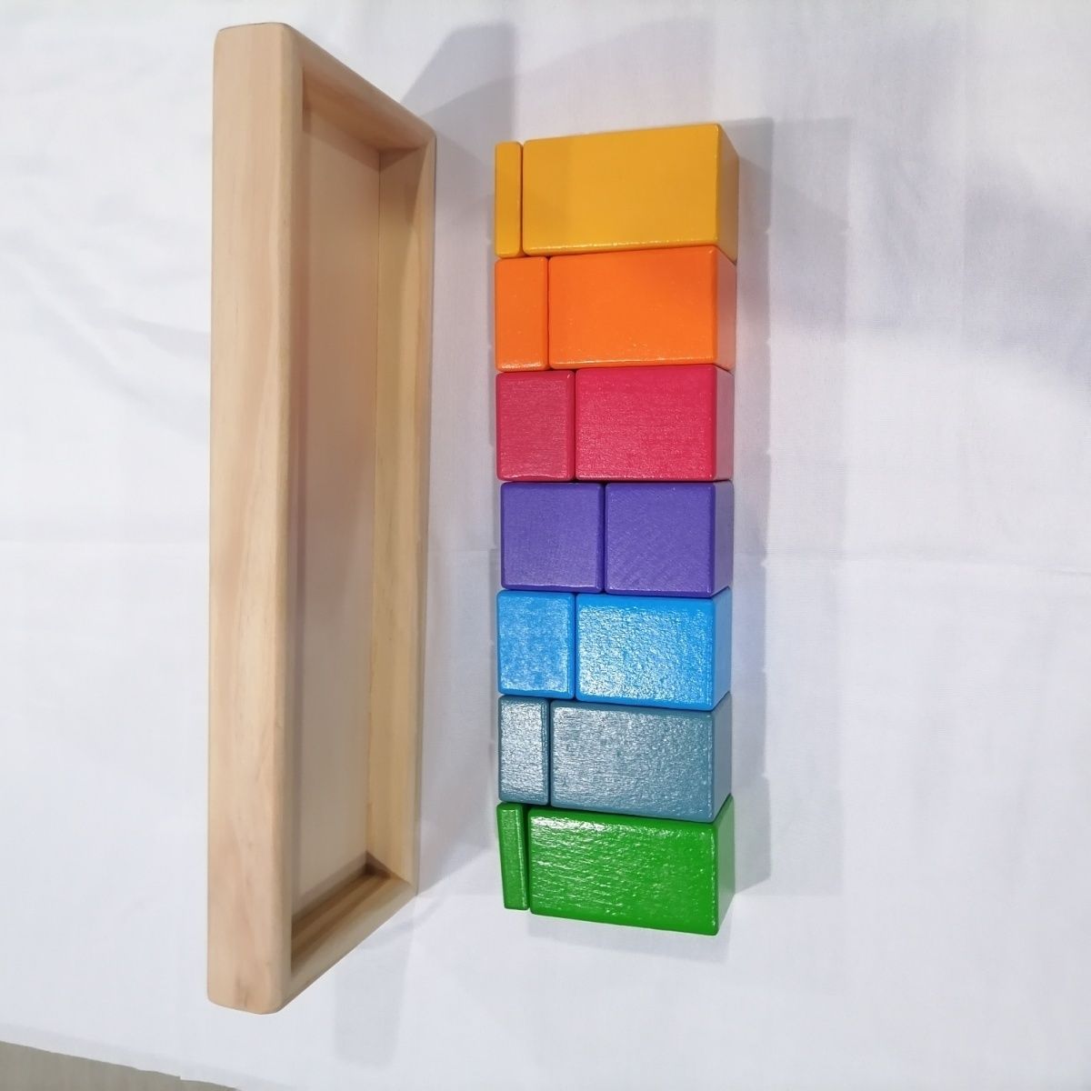 底盒有瑕疵发黄 慎拍 蒙氏早教彩虹分数积木 31.5×11cm 图片 3