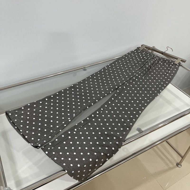 2026 Spring/Summer New Elastic Waist Polka Dot Slightly Spicy Pants For Women With Drawstring Versatile Casual Trousers_voghion.com