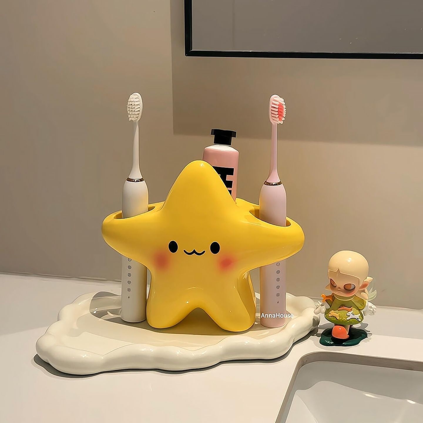 星星牙刷架家用浴室洗手台置物架创意情侣牙刷牙膏收纳架摆件