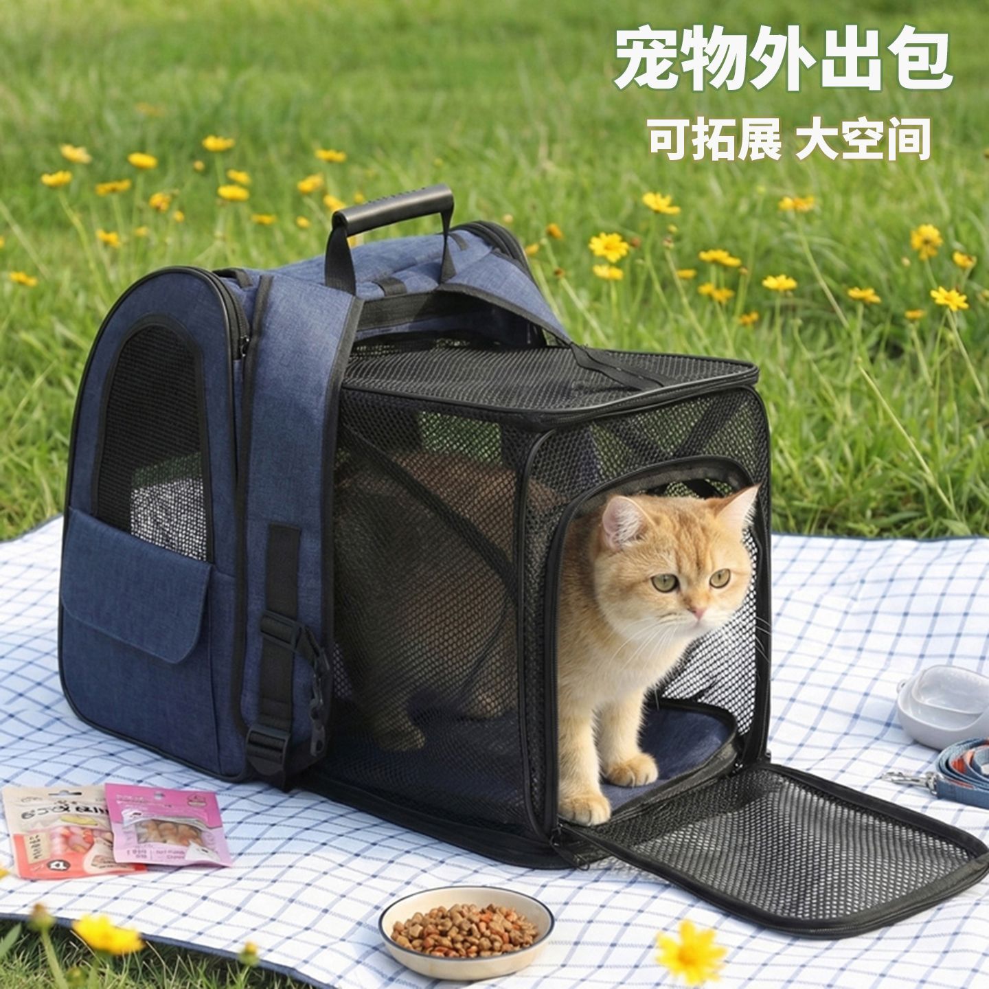 猫包外出大容量宠物背包可折叠狗狗便携双肩包双肩透气拓展宠物包