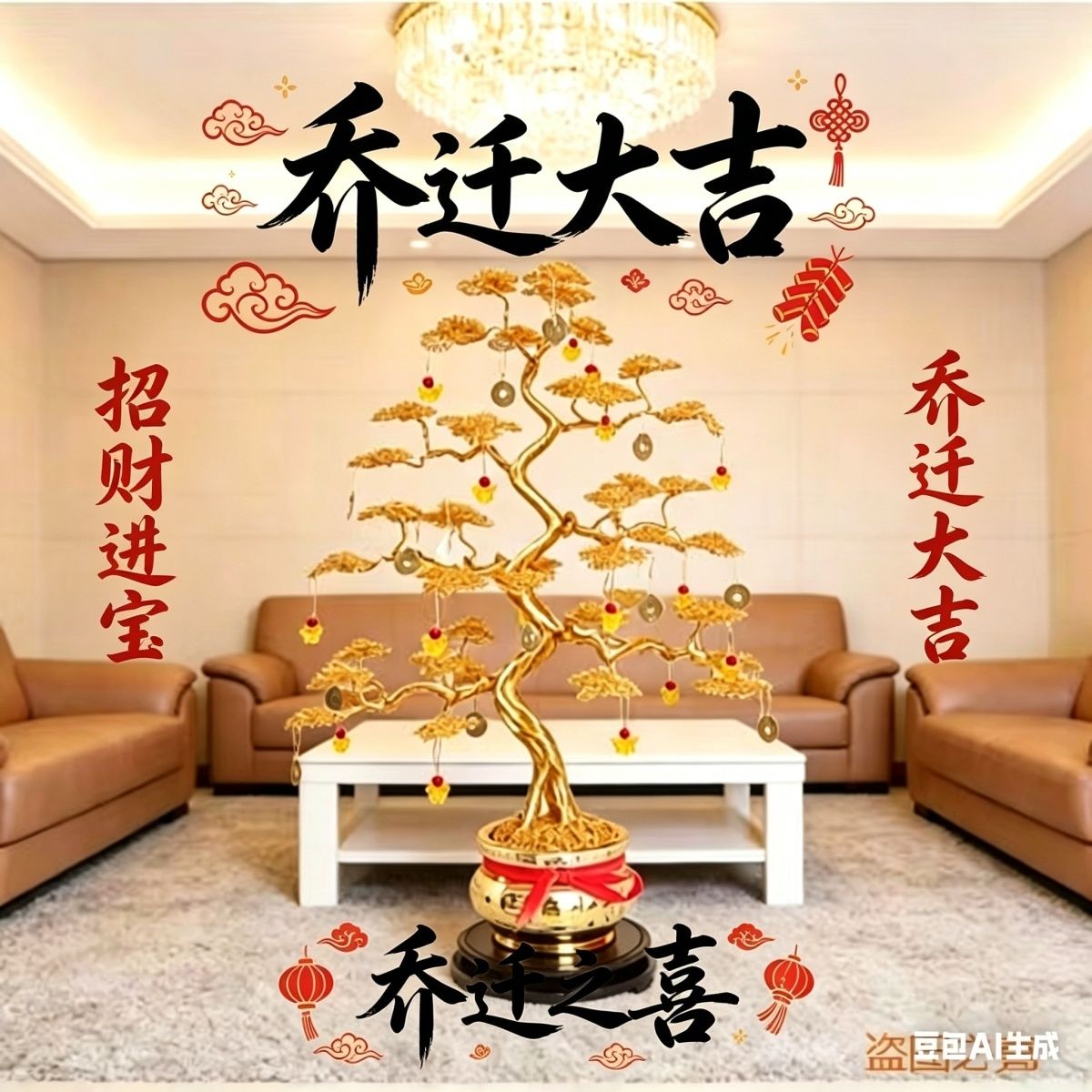 手工编织摇钱树 寓意招财 送礼送长辈 开业乔迁好礼 客厅玄关摆件