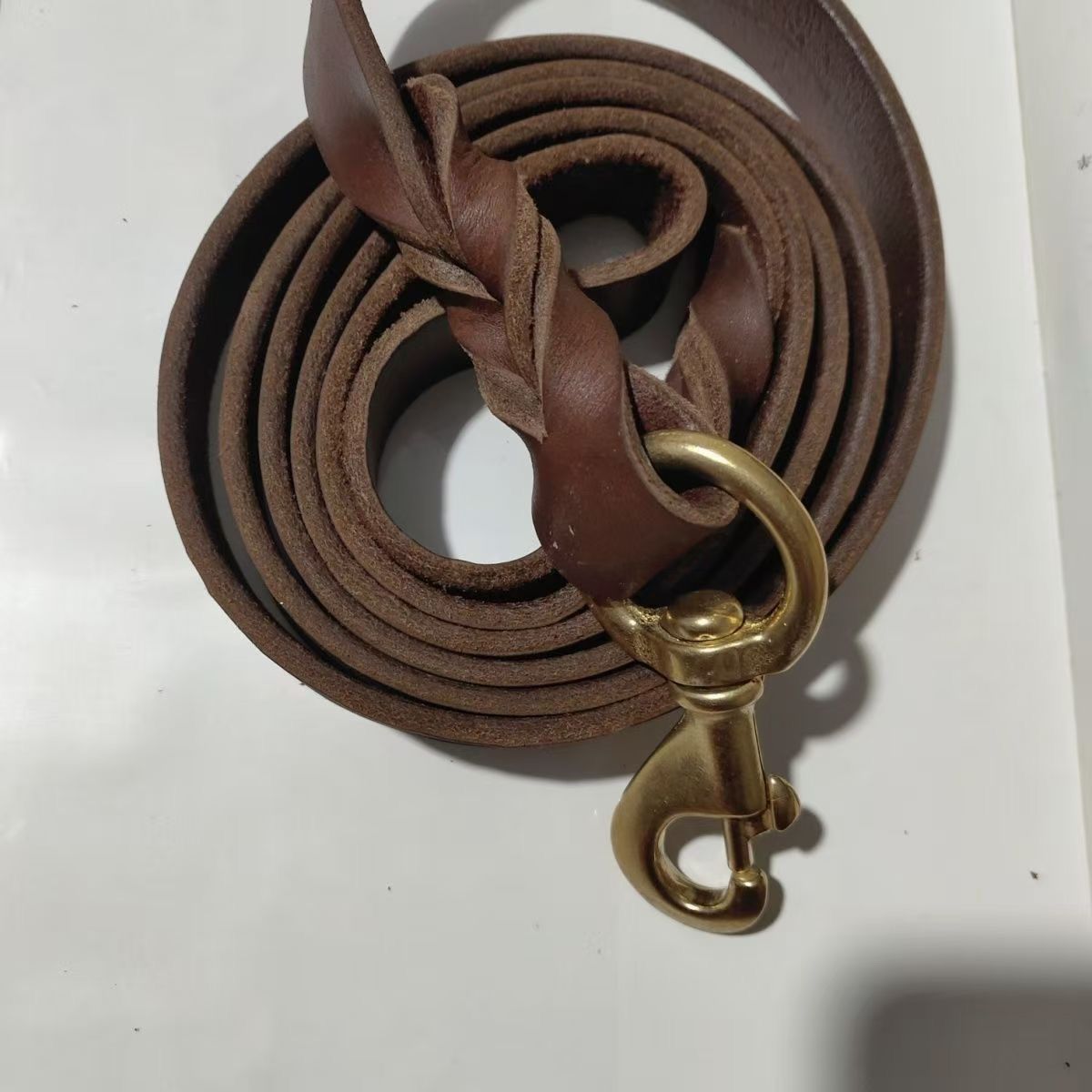 头层牛皮遛狗牵引绳大型犬狗绳狗狗链牵引带训练德牧金毛真皮