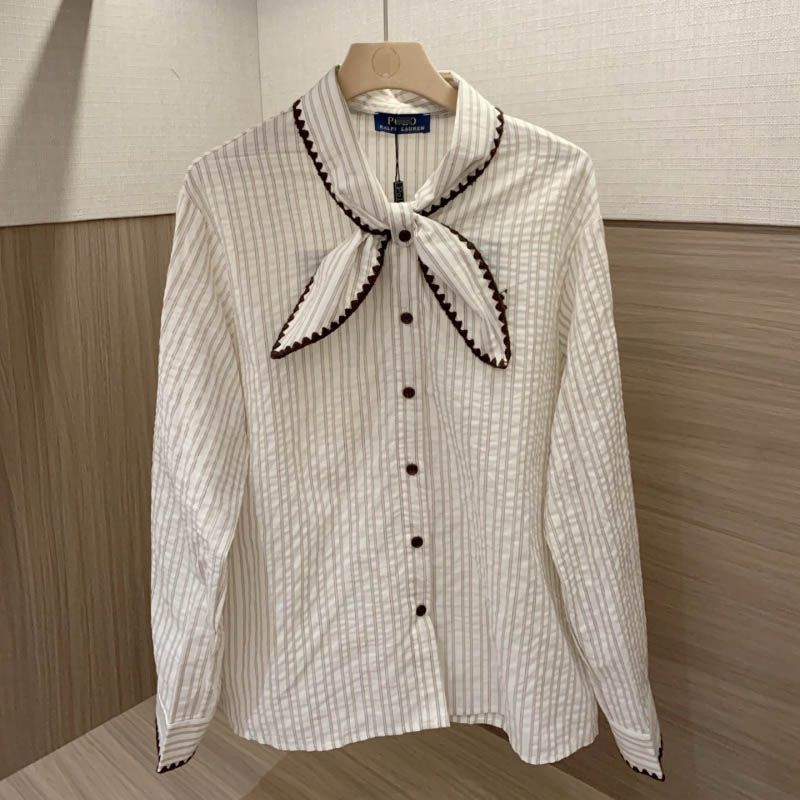 2026 Spring/Summer New Brown Wavy Edge Embroidered Long Sleeve Shirt Women, Super Elegant And Slimming, Suitable For_voghion.com