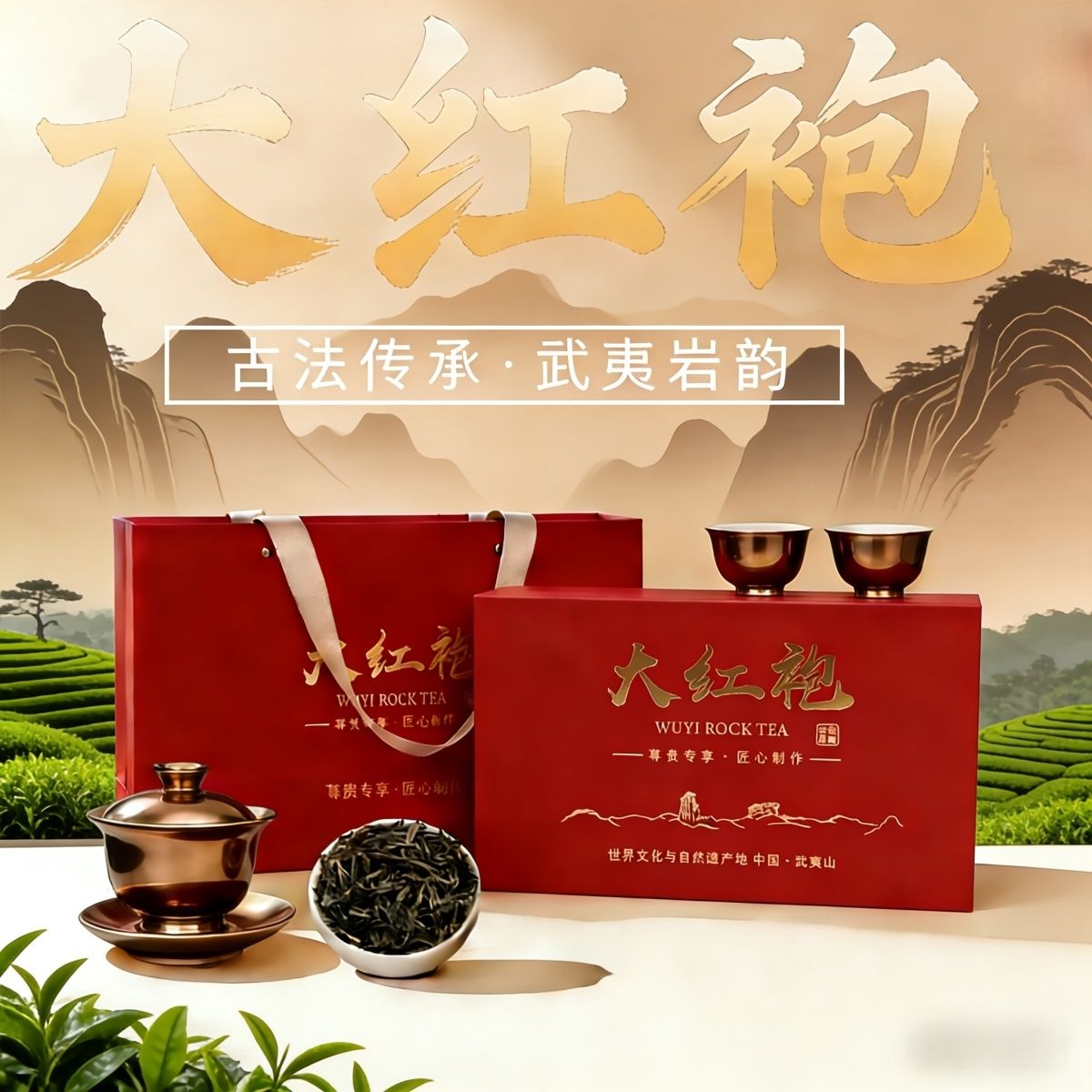 大红袍武夷山正宗茶叶礼盒装250g高档岩茶浓香型乌龙茶送礼