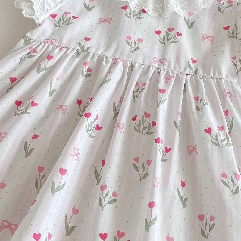 Eleganter Spitzenstrampler im luftigen Stil, Größe 26, Mädchenkleid mit Volantärmeln, Prinzessinnen-Sommerkleid für Babys_voghion.com