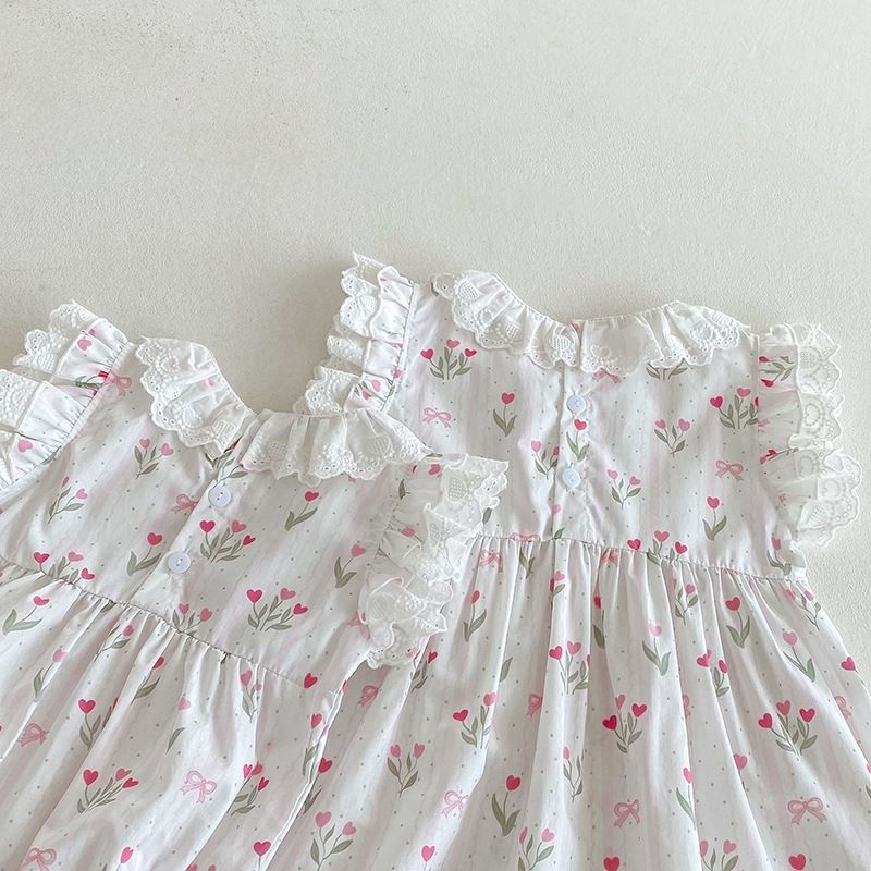 Atmosphärischer Spitzen-spieler Für Mädchen Sommerkleid_voghion.com