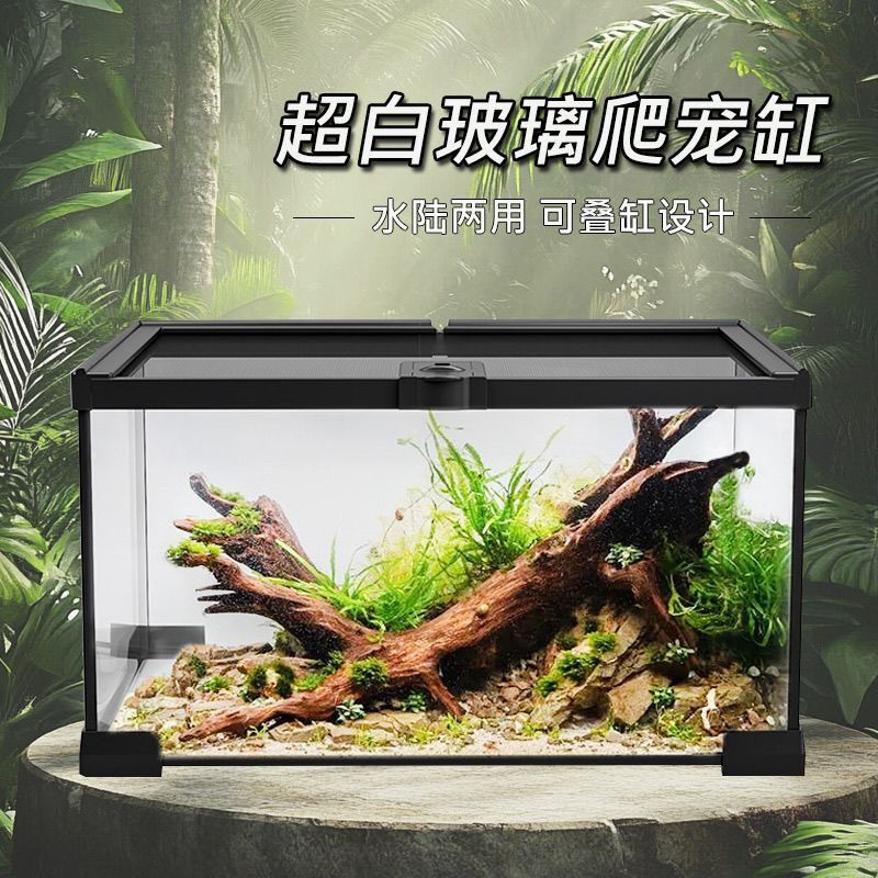 逃逸玻璃玻璃缸宠箱宠物饲养蜘蛛守宫乌龟蜥蜴造景寄居蟹饲养套装 图片 2