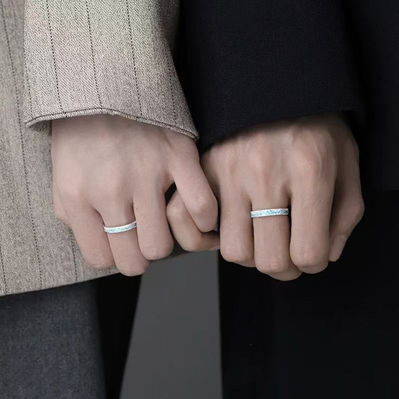 Changbai Mountain Couple's Rings, Pair Of Rings Couples, With Niche, High-end Feel, Simple And Versatile, Birthday Gift_voghion.com