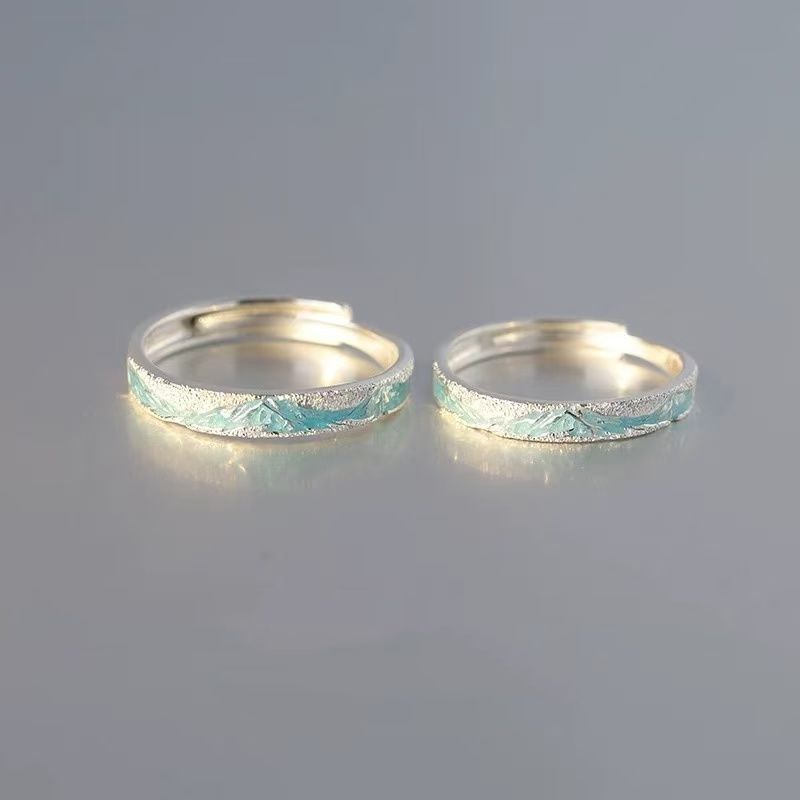 Changbai Mountain Couple's Rings, Pair Of Rings Couples, With Niche, High-end Feel, Simple And Versatile, Birthday Gift_voghion.com