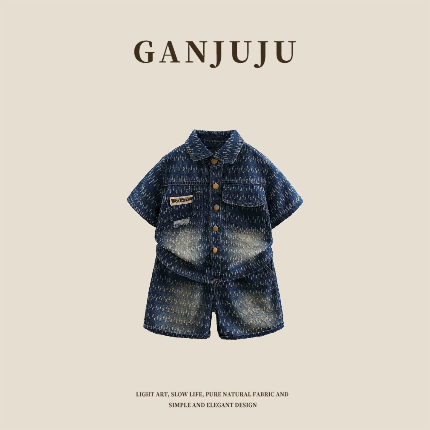 Modisches Denim-Set für Jungen, Sommer 2026: Stilvolles Kurzarmhemd, zweiteilig, leicht_voghion.com
