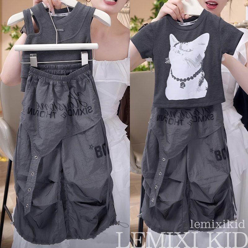 Mädchen Tanktop Mit Cargohose Im Street-dance-stil Für Den Sommer_voghion.com