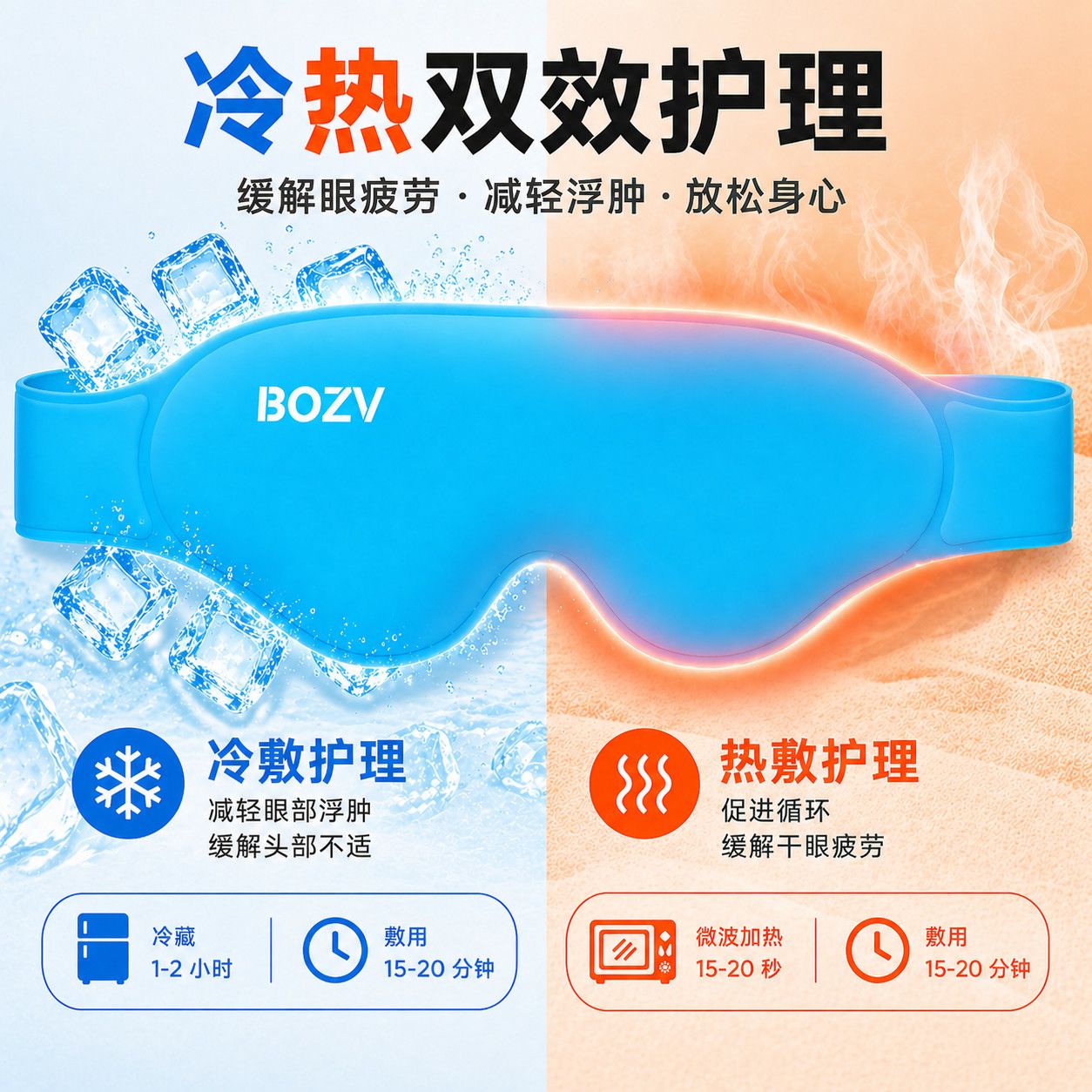 BOZV冷热敷眼罩眼部疲劳冰敷冰袋消肿遮光护眼神器重复循环使用
