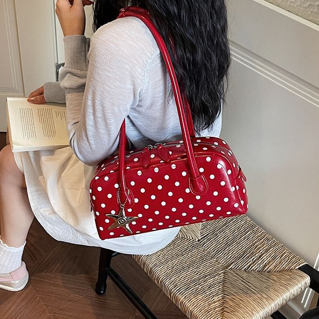 Fashionable Niche Polka Dot Shoulder Underarm For Women, 2026 New Commuter Handbag, Boston Small Tote Bag, Pillow Bag_voghion.com