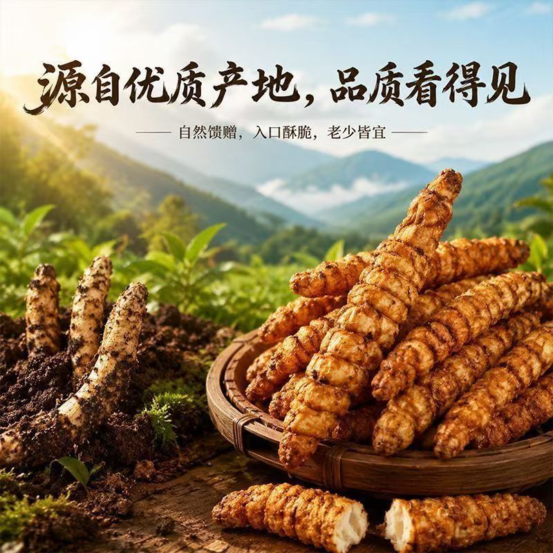 云南特产虫草参脆开袋即食休闲解馋原味麻辣番茄营养酥脆美味滋补 图片 8