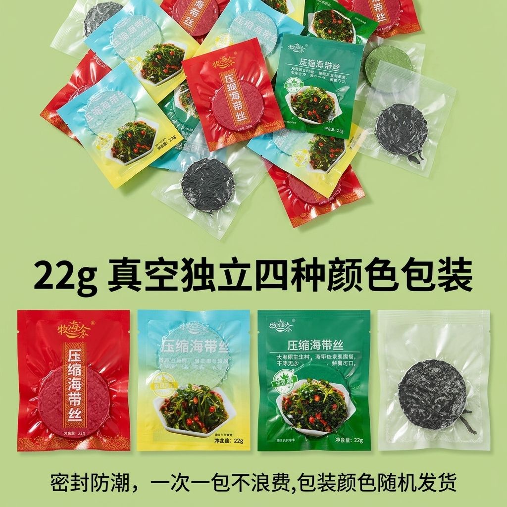 高泡发 免洗 压缩海带丝干货 烘干圆饼独立包装凉拌下饭商用批发 图片 2