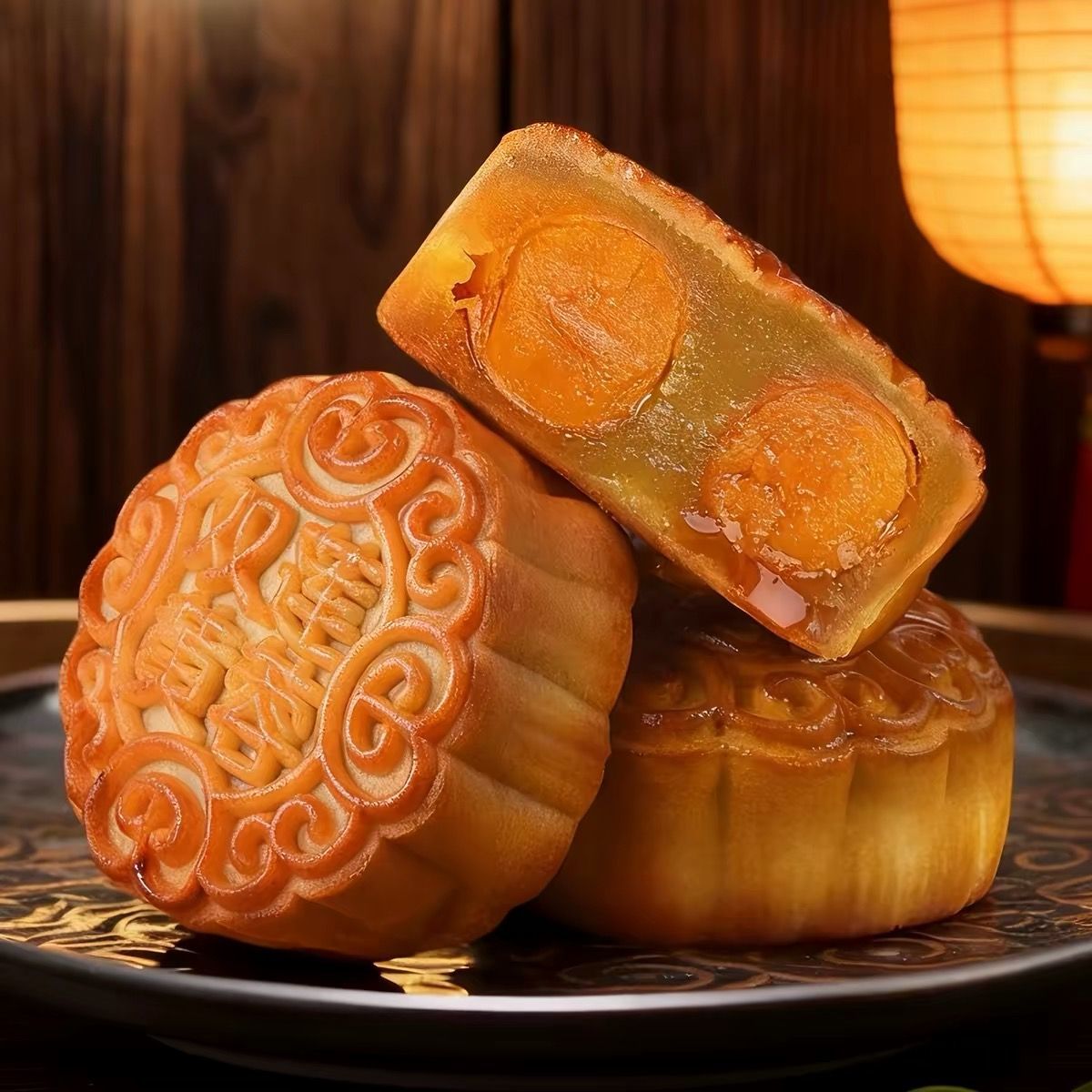 【双蛋黄大月饼】双蛋黄莲蓉月饼广式月饼双蛋黄中秋月饼糕点批发 图 3