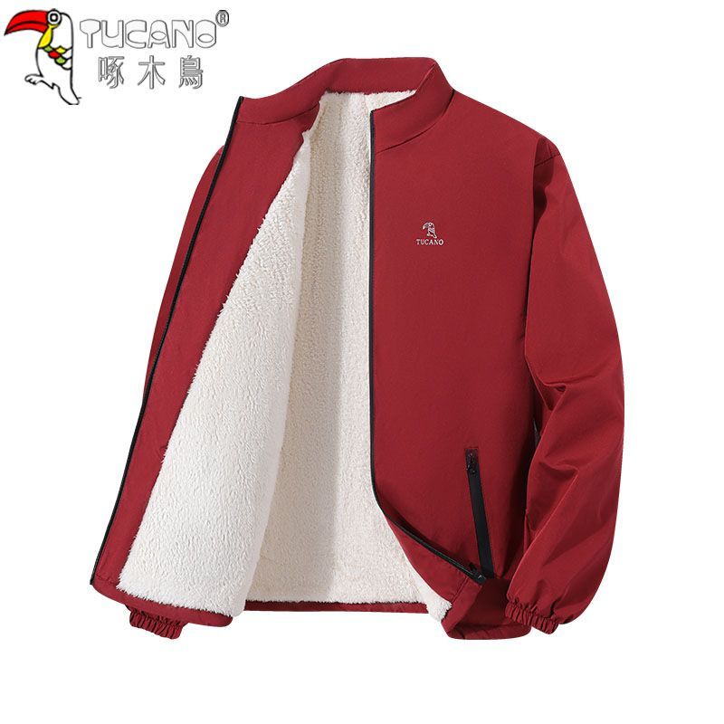 【啄木鸟】冬季加绒加厚棉服外套时尚新款潮流夹克立领爸爸防风雨男装