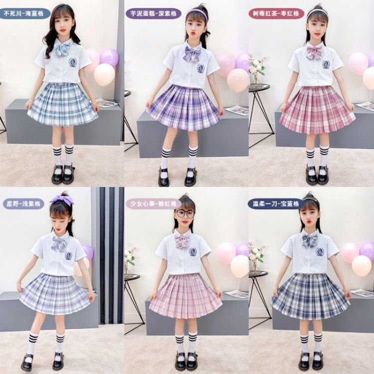 Genuine original JK uniform suit 2021 summer new primary school students 10 years old children girls college style shirt skirt