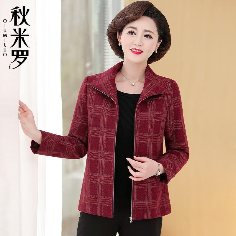 50岁妈妈春装外套短款中年妇女时尚上衣2021新款中老年女春秋夹克